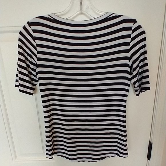 Women's Cynthia Rowley size XS short-sleeve striped shirt - Picture 2 of 6